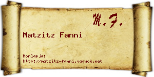 Matzitz Fanni névjegykártya